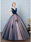 Blue A-line V-neck Cheap Long Prom Dresses Online, Evening Party Dresses,12497