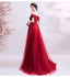 Burgundy A-line Off Shoulder Long Prom Dresses Online, Dance Dresses,12561