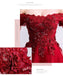 Burgundy A-line Off Shoulder Long Prom Dresses Online, Dance Dresses,12561