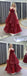 Burgundy A-line Spaghetti Straps V-neck Long Prom Dresses Online,12555