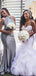Grey Sexy Mermaid Halter Sleeveless Long Bridesmaid Dresses Gown Online,WG929