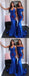 Mismatched Mermaid Blue Off Shoulder Cheap Long Prom Dresses Online,12528