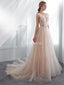 Sexy Backless See Through Lace A-line Cheap Wedding Dresses Online, Unique Bridal Dresses, WD574