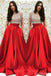Short Sleeve Gold Beaded A line Black Long Evening Prom Dresses, 17653