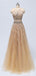 Sparkly Heavily Beaded Unique Bateau A-line Long Evening Prom Dresses, Luxurious Sweet 16 Dresses, 18346