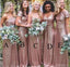 Sparkly Mismatched Sequin Long Bridesmaid Dresses, Cheap Rose Gold Custom Long Bridesmaid Dresses, Affordable Bridesmaid Gowns, BD102