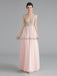 V Neck Chiffon Heavily Beaded Pink Evening Prom Dresses, Evening Party Prom Dresses, 12122