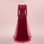 Elegant Mermaid Burgundy Long Sleeves Maxi Long Party Prom Dresses,Evening Dress,13306