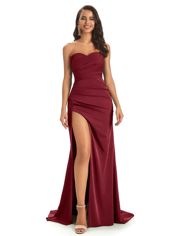 Mismatched Burgundy Mermaid Maxi Long Bridesmaid Dresses For Wedding Party,WG1637