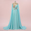 Elegant Blue A-line Long Sleeves Maxi Long Party Prom Dresses,Evening Dress,13311