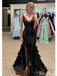 Sexy Black Mermaid V-neck Long Party Prom Dresses To Impress,Evening Dress,13477