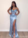 Sexy Blue Mermaid Side Slit Long Party Prom Dresses To Impress,Evening Dress,13432