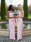Blush Pink Satin Square Neck Corset Lace Up Bridesmaid Dress 26035