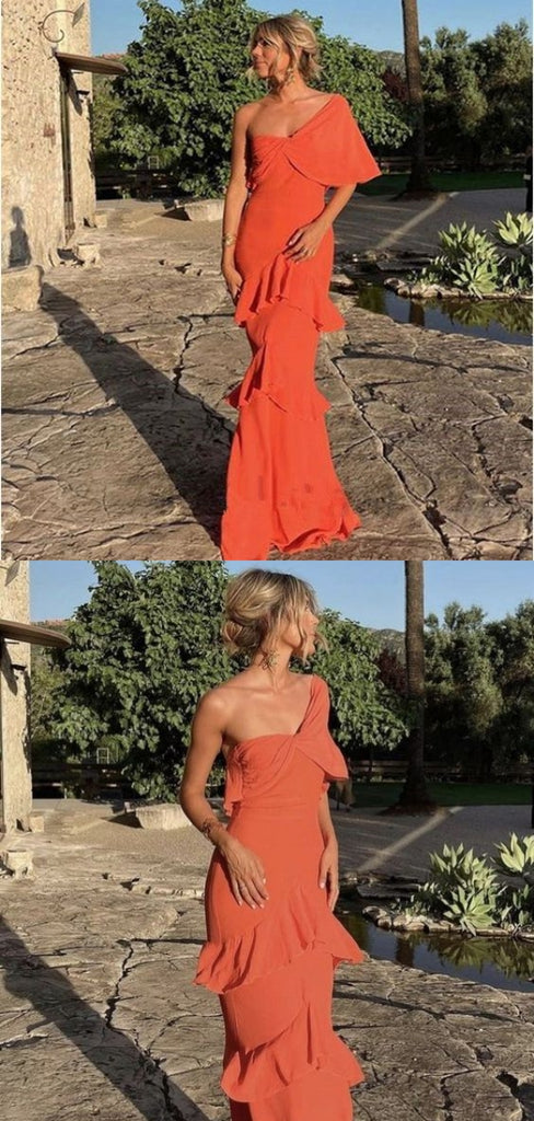 Elegant Orange Mermaid Long Party Prom Dresses To Impress,Evening Dress,13490