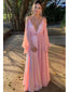 Elegant A-line Long Sleeves V-neck Maxi Long Party Prom Dresses,Evening Dress,13285