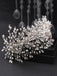 Elegant Handmade Wide Brimmed Rhinestone Pearl Leaf Headwear Accessories for Women, HP322