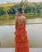 Elegant Orange A-line Square Long Party Prom Dresses To Impress,Evening Dress,13497