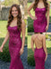 Fuchsia Floral Sequin Scoop Neck Open Back Mermaid Prom Dress, 26022
