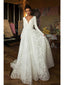 Gorgeous A-line Long Sleeves V-neck Maxi Long Handmade Lace Wedding Dresses,WD807