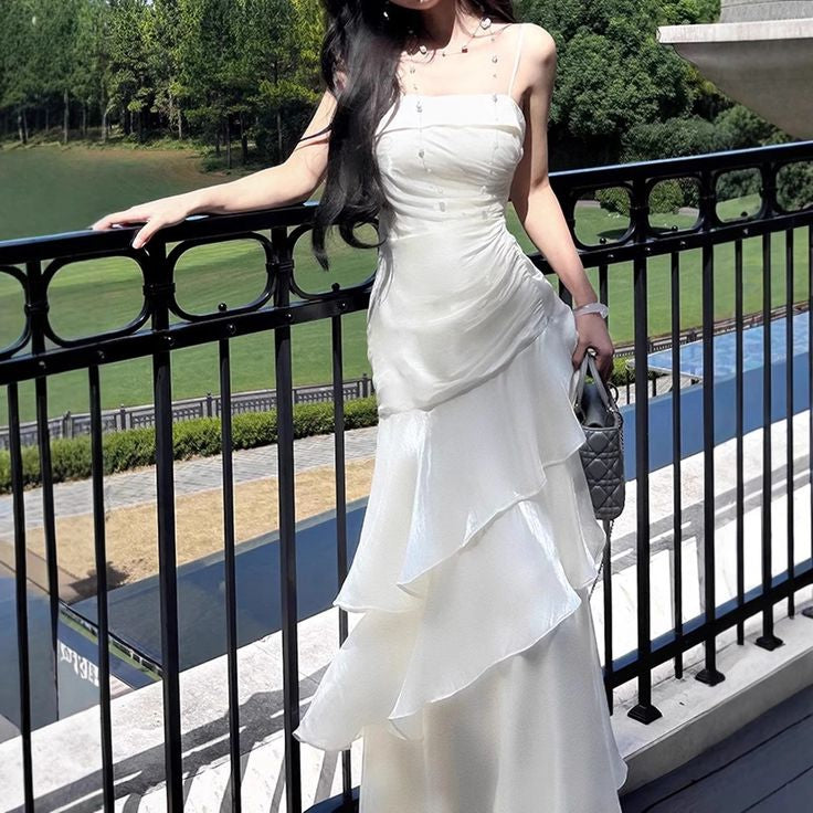 Gorgeous Ivory Spaghetti Straps Mermaid Long Party Prom Dresses To Impress,Evening Dress,13579