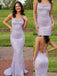 Lilac Sequin Cowl Neck Open Back Mermaid Prom Dress, 26025