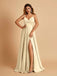 Mismatched Champagne Side Slit Mermaid Maxi Long Bridesmaid Dresses,WG1642