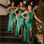 Mismatched Green Mermaid Side Slit Maxi Long Bridesmaid Dresses For Wedding,WG1571