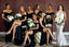 Mismatched Sexy Black Mermaid Side Slit Maxi Long Wedding Guest Bridesmaid Dresses,WG1555