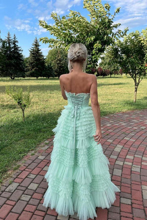 Popular Green A-line Strapless Maxi Long Party Prom Dresses, Evening Dress,13213