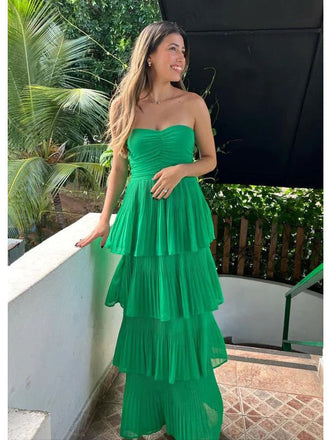 Popular Green A-line Sweetheart Strapless Party Prom Dresses, Evening Dress,13158