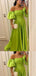 Pretty Green A-line Off Shoulder Long Party Prom Dresses To Impress,Evening Dress,13481