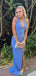 Sexy Blue Mermaid Halter Side Slit Maxi Long Party Prom Dresses,Evening Dress,13254