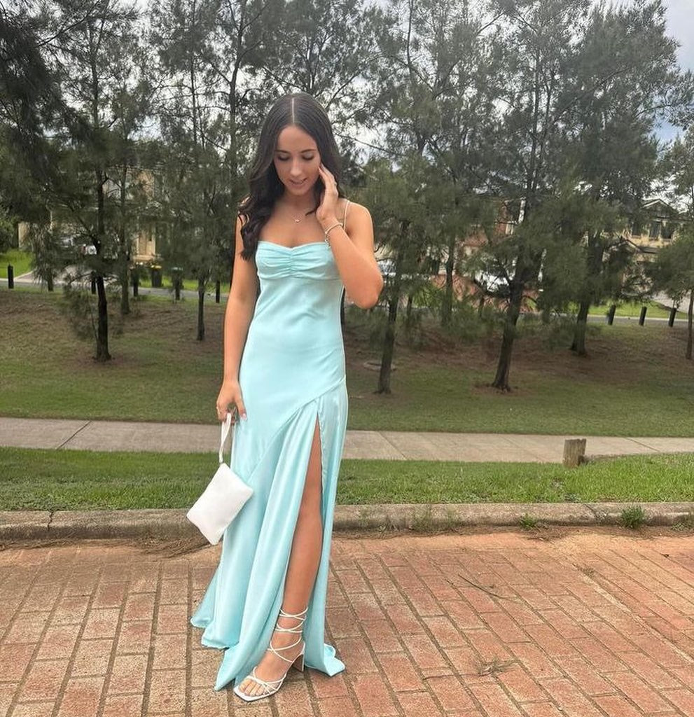 Sexy Blue Sheath Sweetheart Side Slit Maxi Long Party Prom Dresses, Evening Dress,13170