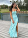 Sexy Blue Sheath Sweetheart Side Slit Maxi Long Party Prom Dresses, Evening Dress,13170