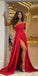 Sexy Red A-line Side Slit One Shoulder Maxi Long Party Prom Dresses, Evening Dress,13199