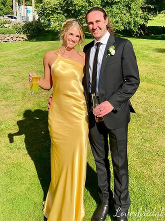 Sexy Yellow Mermaid One Shoulder Long Party Prom Dresses To Impress,Evening Dress,13551