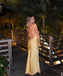 Sexy Yellow Sheath Side Slit One Shoulder Maxi Long Party Prom Dresses, Evening Dress,13190