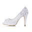 Lace Fish Toe White High Heels Wedding Bridal Shoes, S015