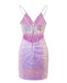 Sparkly Purple Sheath Spaghetti Straps Mini Short Prom Homecoming Dresses Online,CM1004