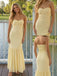 Yellow Chiffon Strapless Sweetheart Sheath Maxi Prom Dress, 26024