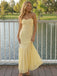 Yellow Chiffon Strapless Sweetheart Sheath Maxi Prom Dress, 26024
