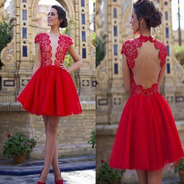 2017 popular blush red open back sexy with short sleeve cocktail homecoming prom dress,BD00133