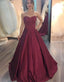 A line Dark Red Lace Bodice Long Evening Prom Dresses, Popular Cheap Long Party Prom Dresses, 17267
