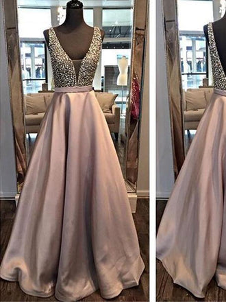 Backless A line Evening Prom Dresses, Long Party Prom Dress, Custom Long Prom Dress, Cheap Party Prom Dress, Formal Prom Dress, 17034