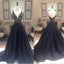 Black A-line Elegant Deep V-Neck Prom Dresses, Black Long Evening Party Dresses, Long Prom Dress,Prom Dresses Online, PD0198