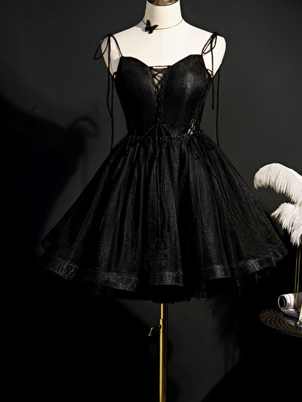 Black Spaghetti Straps Short Homecoming Dresses,Cheap Short Prom Dresses,CM908