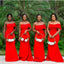 Bright Red Mermaid One Shoulder Cheap Long Bridesmaid Dresses, WG1452