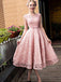 Cap Sleeves Cheap Pink Lace Short Homecoming Dresses Online, CM681