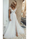 Cap Sleeves See Through Cheap Wedding Dresses, Sexy A-line Bridal Dresses, WD435