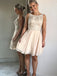 Champagne Scoop Lace Beaded Chiffon Cheap Homecoming Dresses Online, CM721